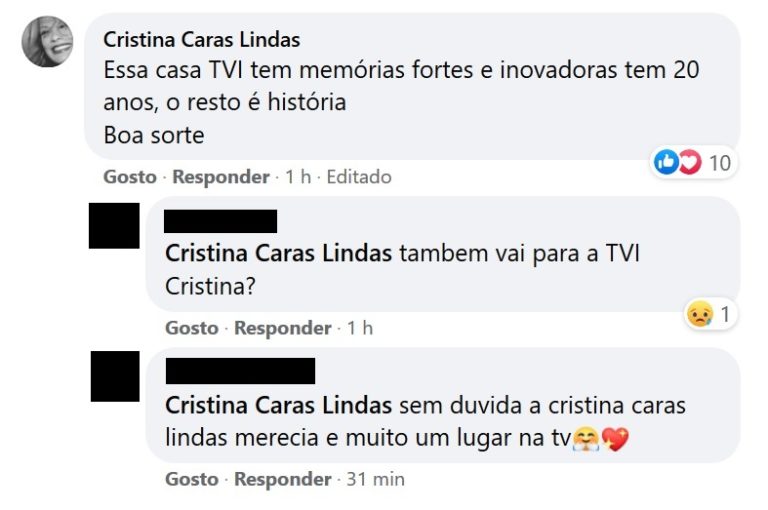 Cristina Caras Lindas pisca o olho à TVI