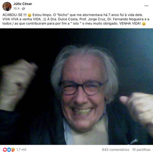Júlio César vence cancro no pulmão: “Venha vida!”