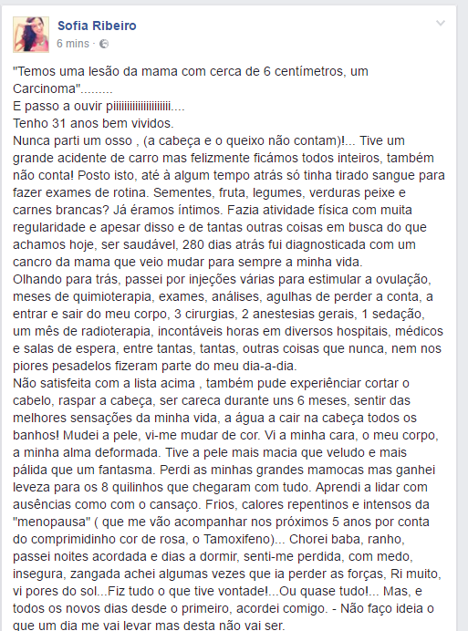 Sofia Ribeiro cancro 