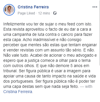 Cristina Ferreira Revista VIP engana leitores com imagem de Cristina Ferreira e o cancro. Vão ser processados