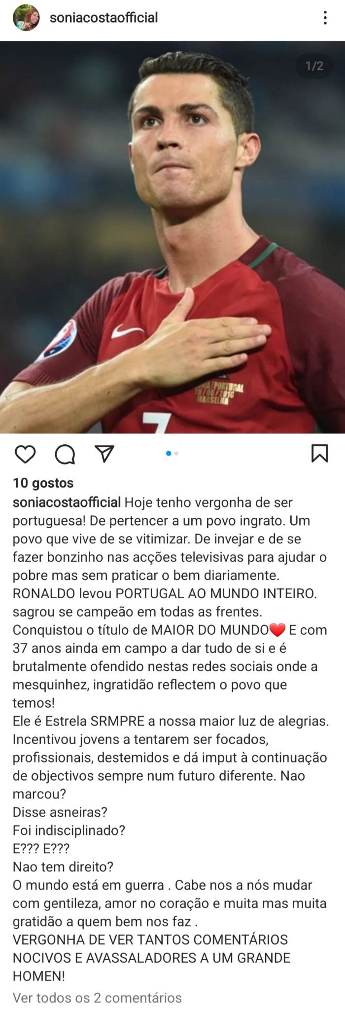 Sonia-Costa-defende-Cristiano-Ronaldo