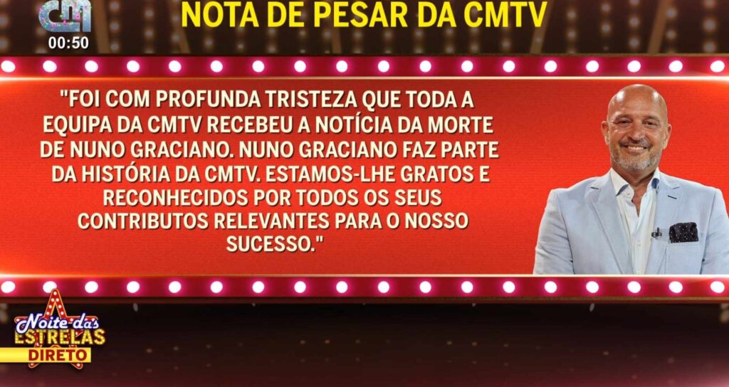 CMTV lamenta morte de Nuno Graciano. Apresentador foi despedido do canal