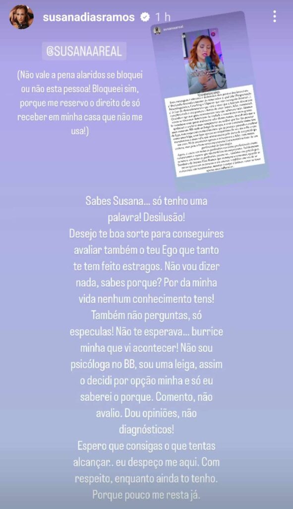 Susana Dias Ramos de relações cortadas com Susana Areal: “Desilusão”