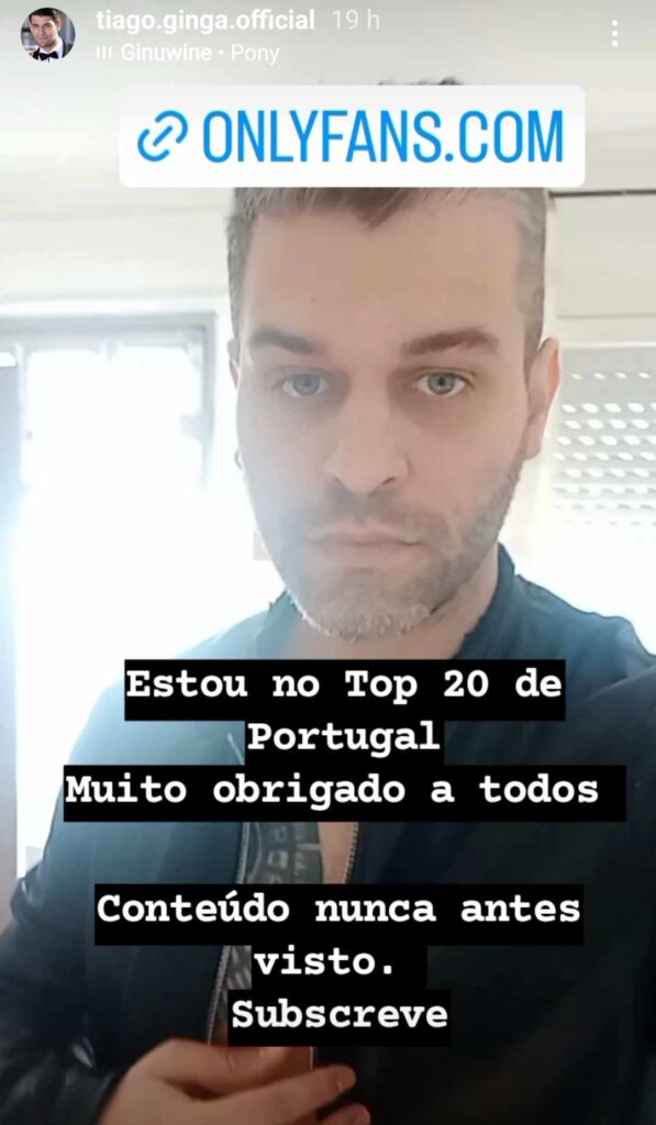 Tiago Ginga faz sucesso no OnlyFans: “Estou no Top 20 de Portugal”