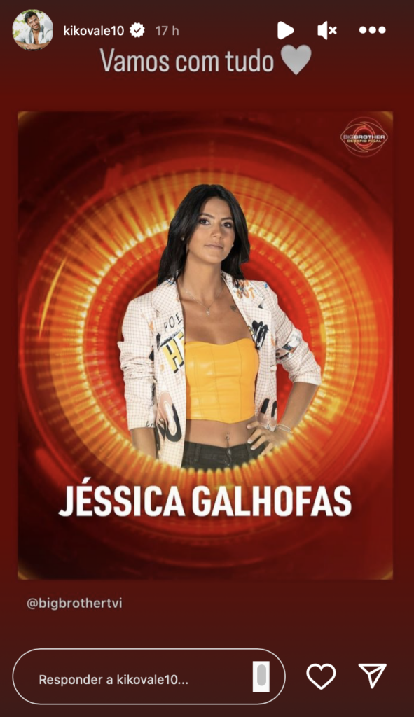 Francisco Vale apoia Jéssica Galhofas no “Big Brother - Desafio Final”