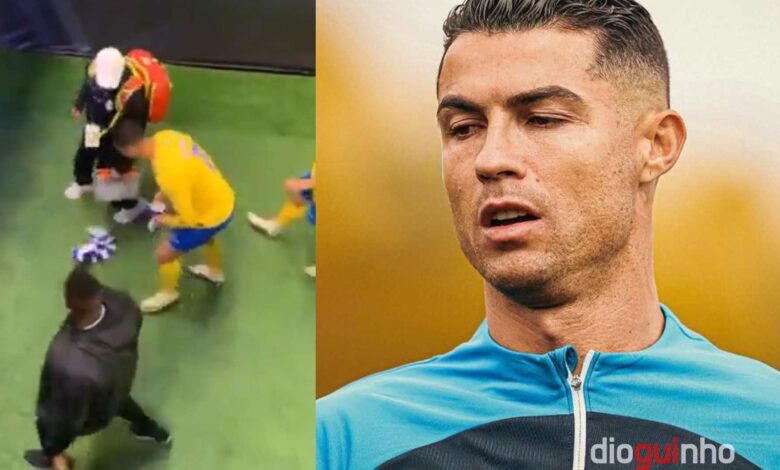 Cristiano Ronaldo - Al Hilal - Cristiano Ronaldo esfrega cachecol de adversário nas partes baixas