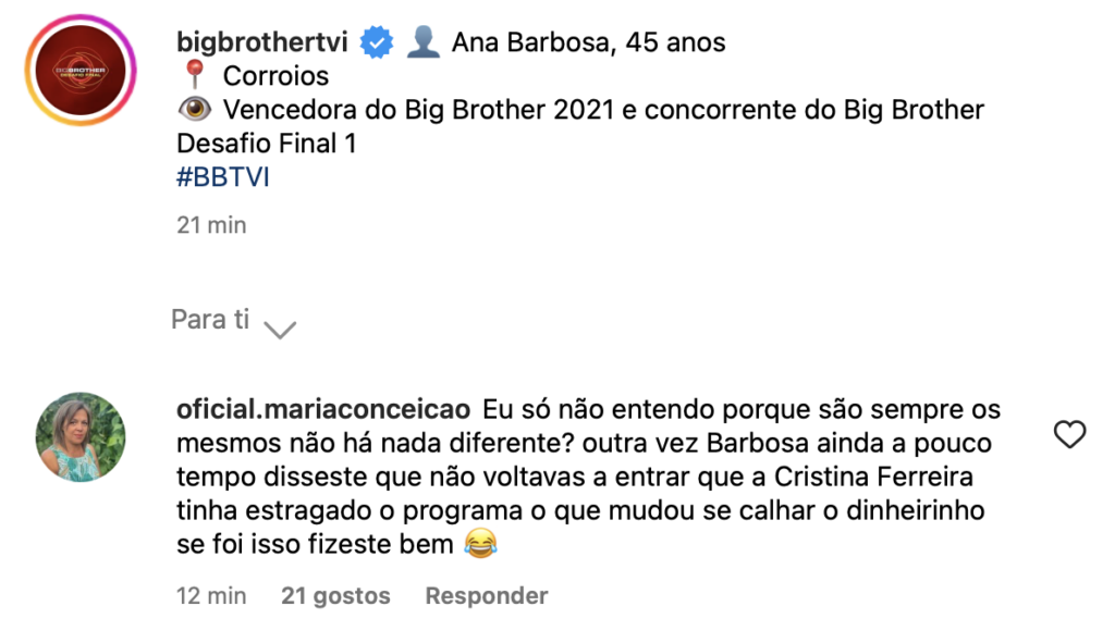 Maria da Conceição (BB2021) arrasa Ana Barbosa