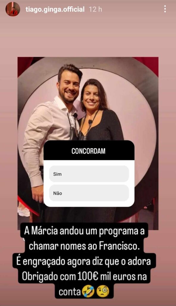 Tiago Ginga insinua que Márcia Soares é interesseira: “100 mil euros na conta”