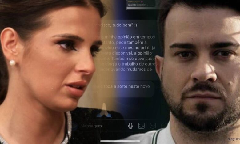 Francisco Monteiro expõe mensagem privada de Diana Lopes com 'estouro'