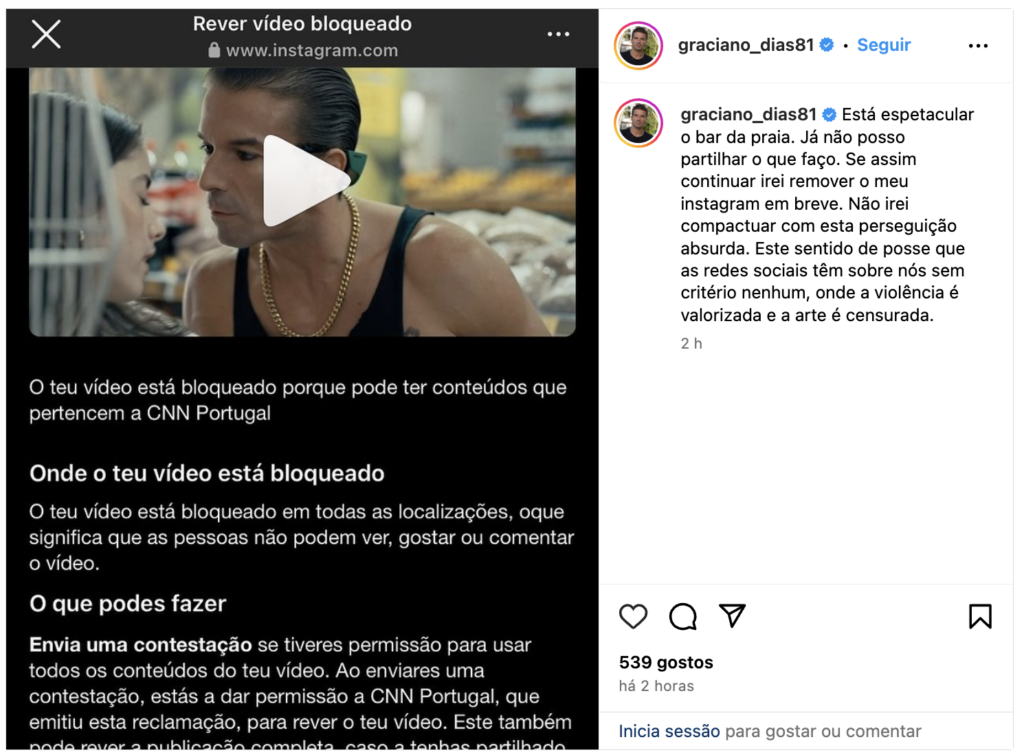 Ator Graciano Dias revoltado após reclamação… da CNN Portugal