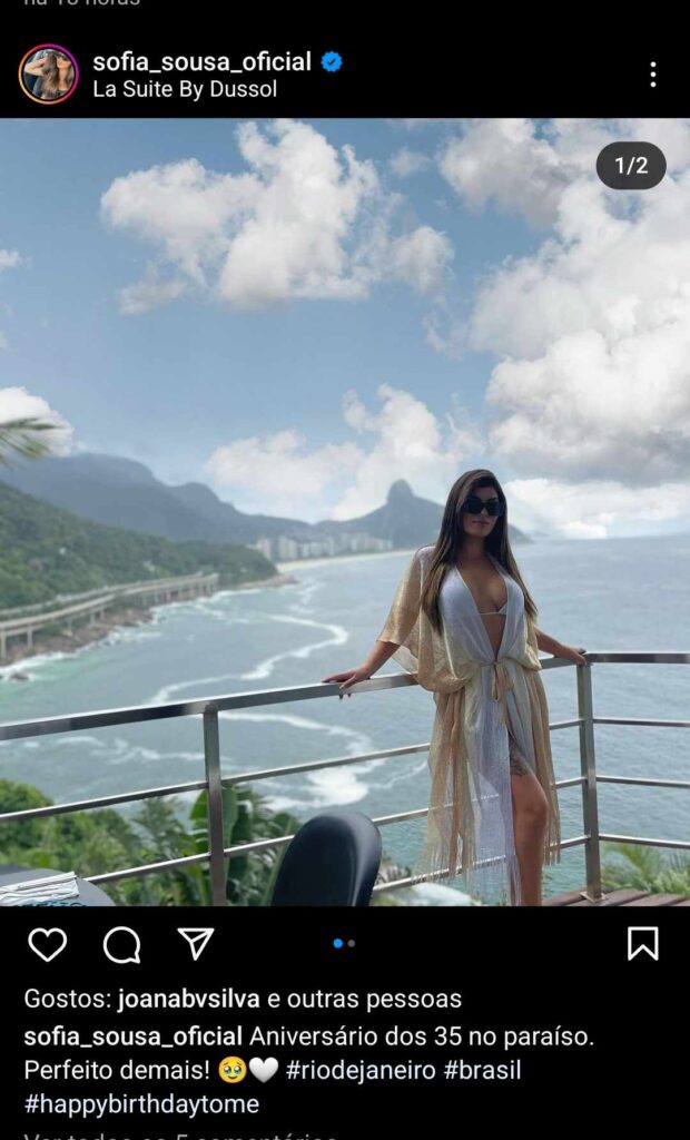 Sofia Sousa aparece cheia de luxo e glamour no Brasil a festejar 35 anos