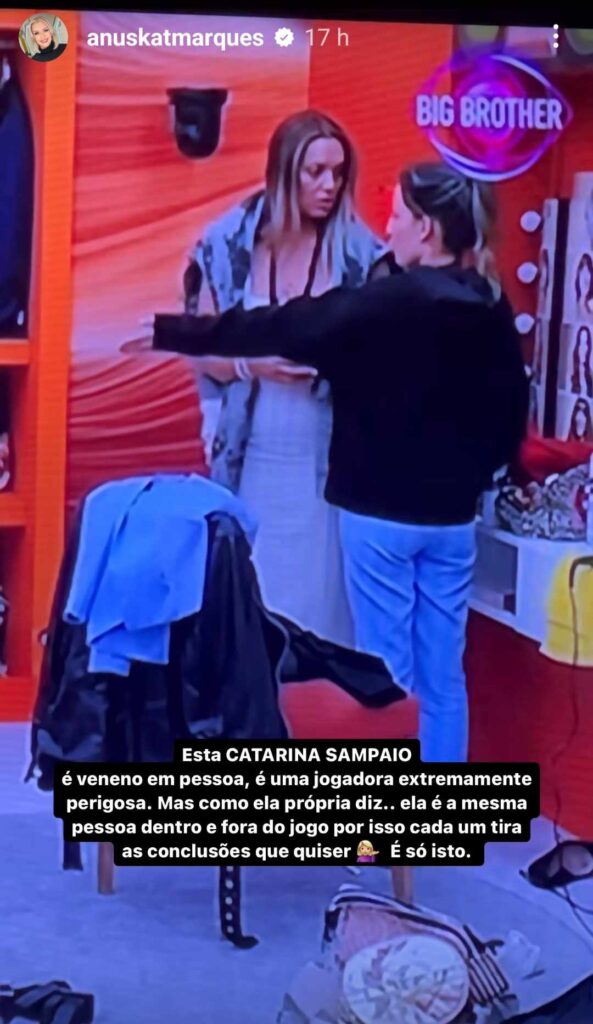 Anuska Marques arrasa Catarina Sampaio do Big Brother: “É veneno em pessoa”