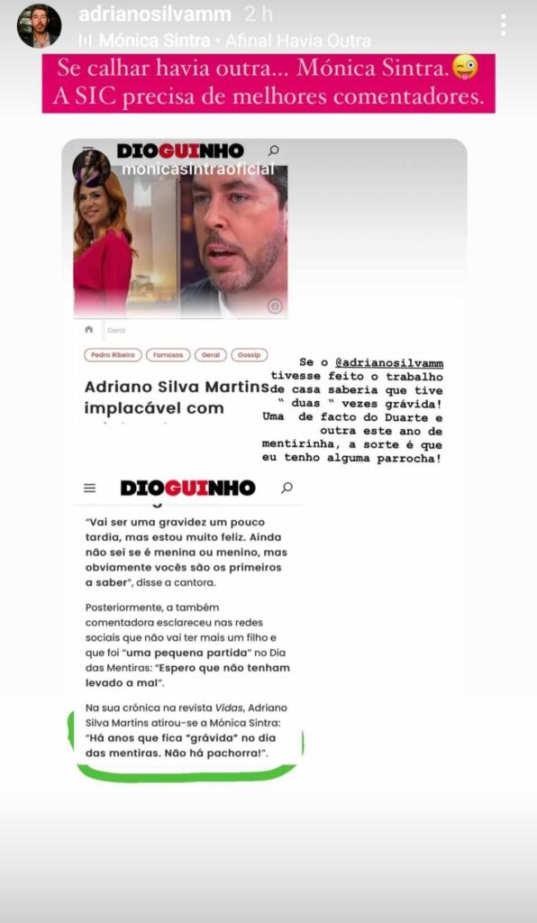 Mónica Sintra reage à crítica de Adriano Silva Martins e recebe resposta 'torta'