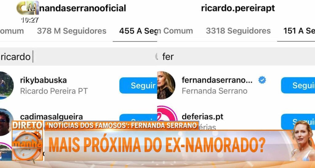 Fernanda Serrano reaproxima-se do ex-namorado