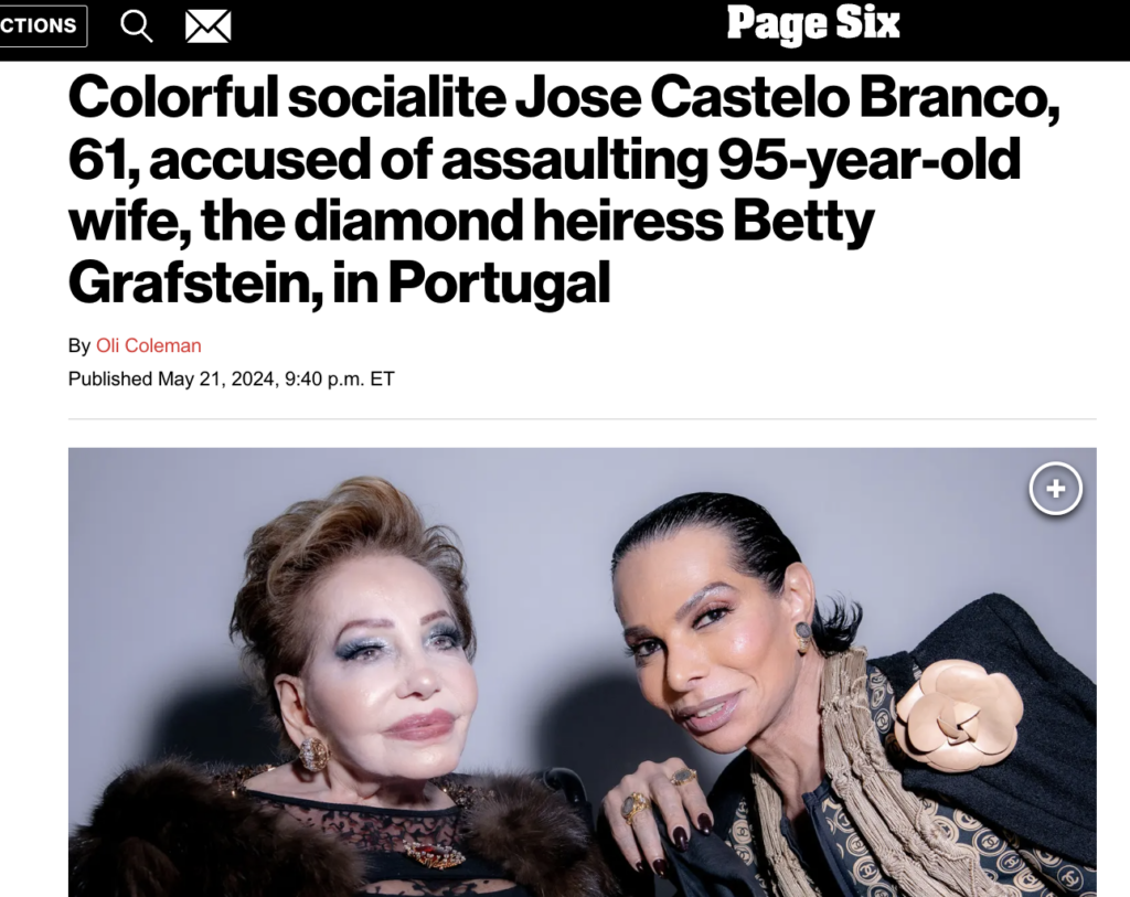 José Castelo Branco e Betty Grafstein são notícia no estrangeiro: "Pode ser o casal mais estranho da sociedade"