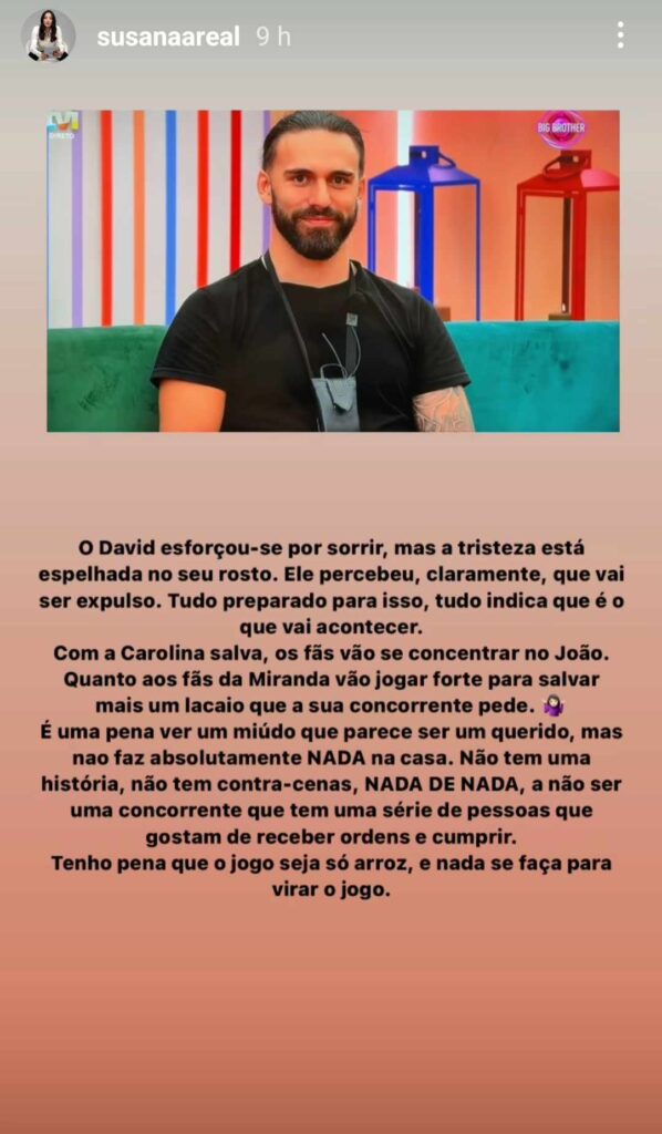 Especialista aponta nome do expulso desta noite do Big Brother: “Não faz absolutamente nada na casa”