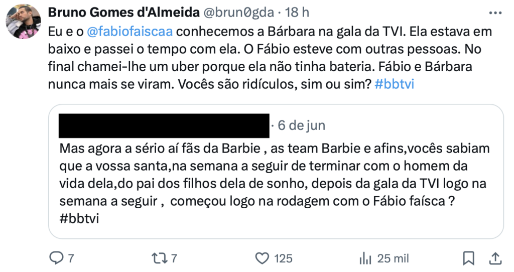 Bárbara Parada acusada de ter tido caso com outro ex-concorrente do Big Brother