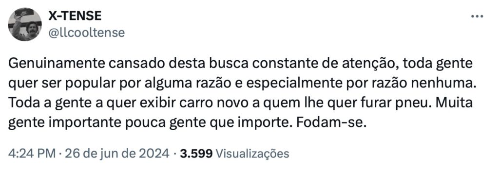 Namorado de Joana Albuquerque desabafa: "Genuinamente cansado..."