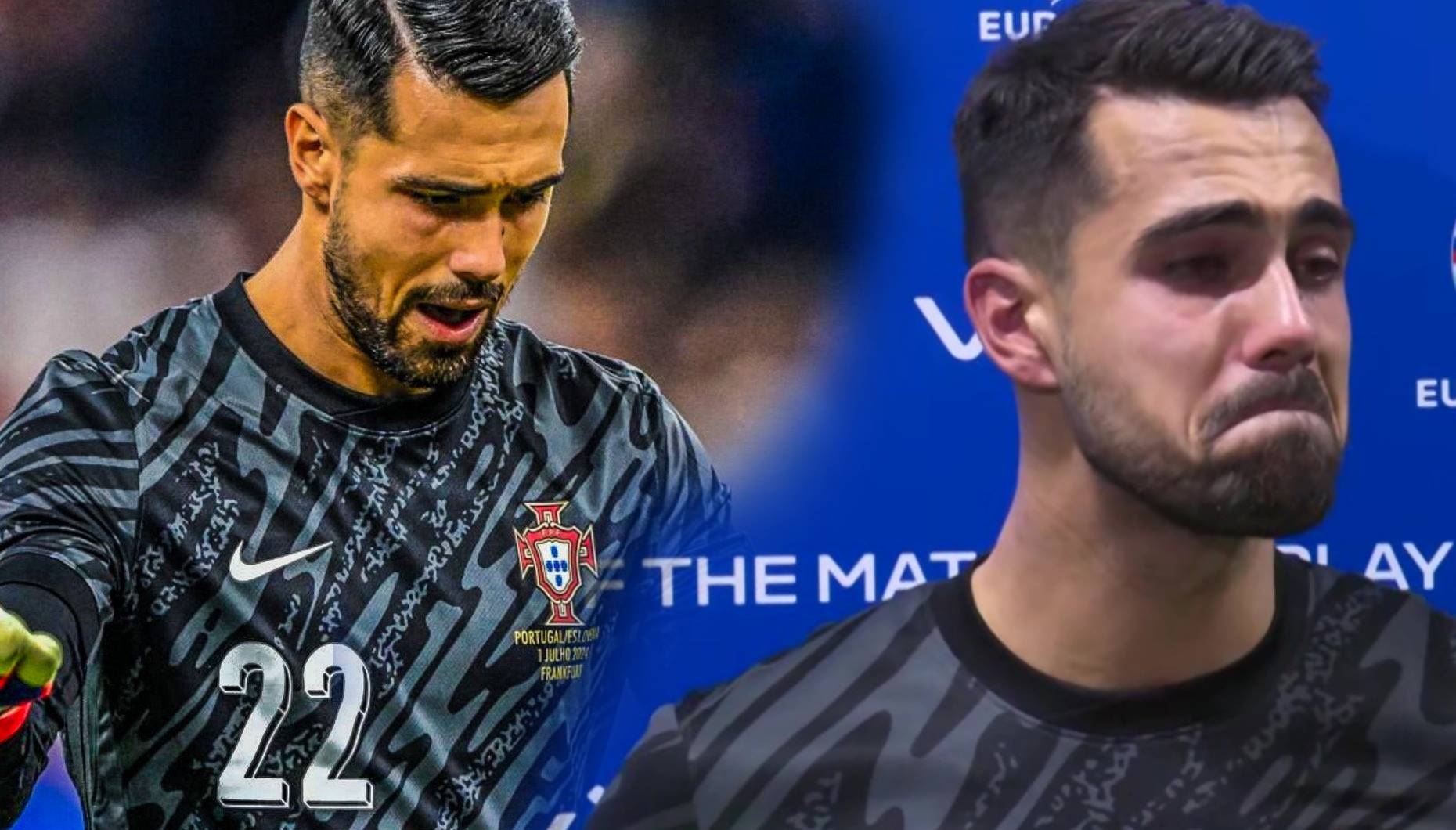 Euro 2024: Herói Diogo Costa a chorar na zona de entrevistas