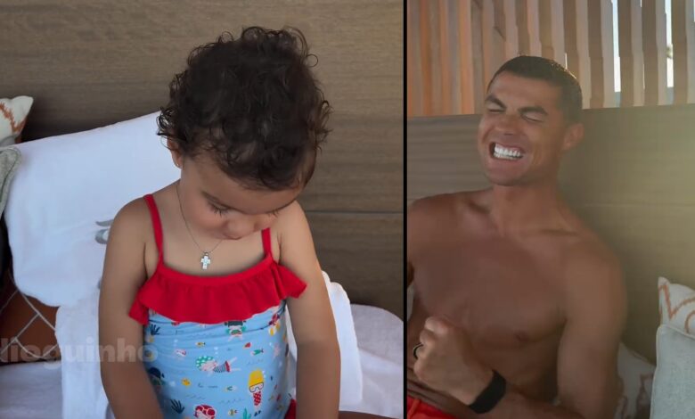 Imagens únicas de Cristiano Ronaldo e a filha Bella Esmeralda