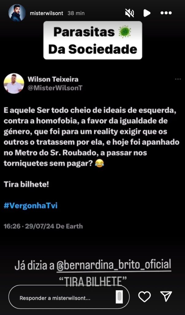 Wilson Teixeira denuncia Jacques Costa do Big Brother que foi apanhada em 'ilegalidade'