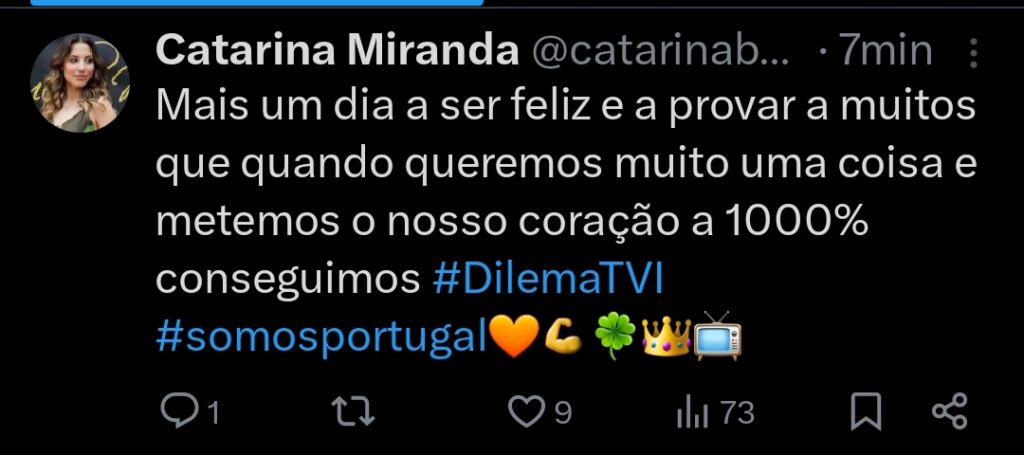 Catarina Miranda conquista espaço na TVI: "A provar que quando queremos muito uma coisa..."