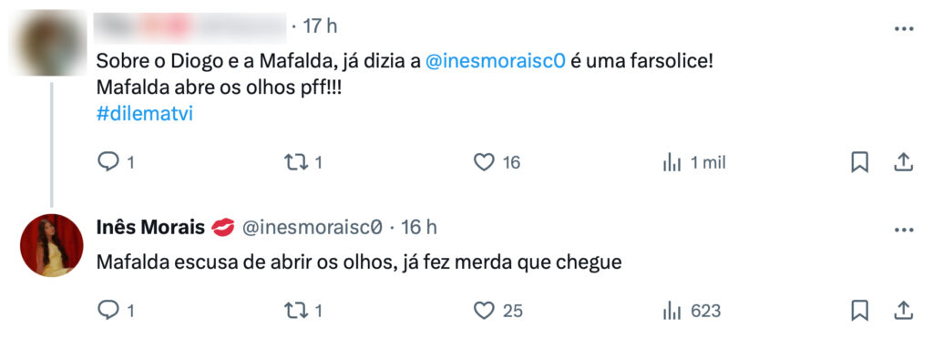 Inês Morais implacável com Mafalda Diamond