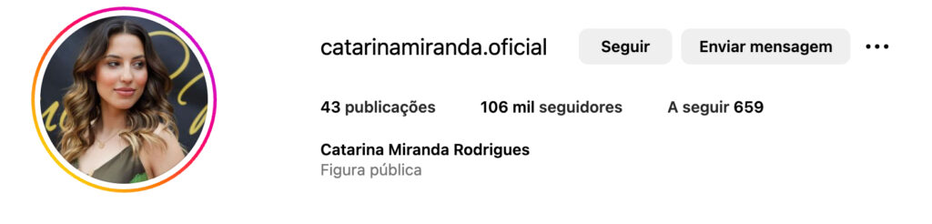 Catarina Miranda recupera conta de Instagram com mais de 100 mil seguidores