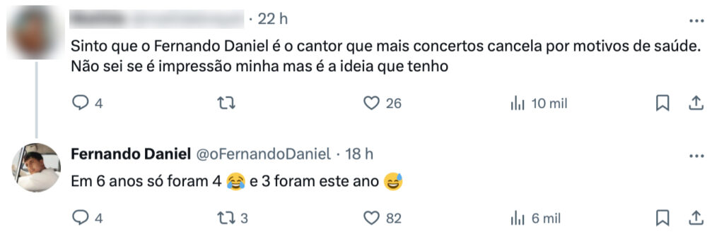 "É o cantor que mais concertos cancela por motivos de saúde"? Fernando Daniel reage!