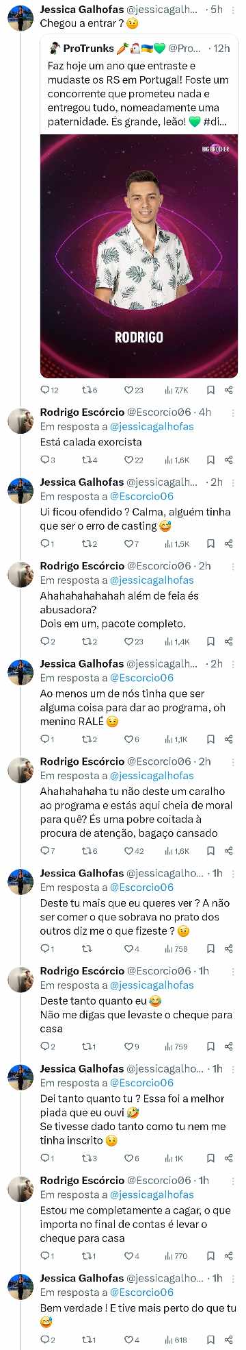 Jéssica Galhofas e Rodrigo Escórcio do Big Brother em bate-boca!