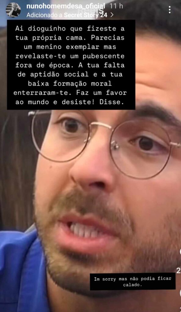 Nuno Homem de Sá arrasa Diogo Alexandre do "Secret Story 8": "Faz um favor ao mundo e desiste!"