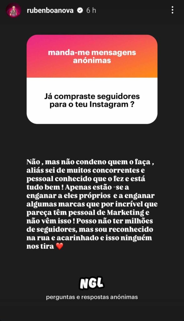 Rúben Boa Nova confrontado: "Já compraste seguidores para o teu Instagram?"