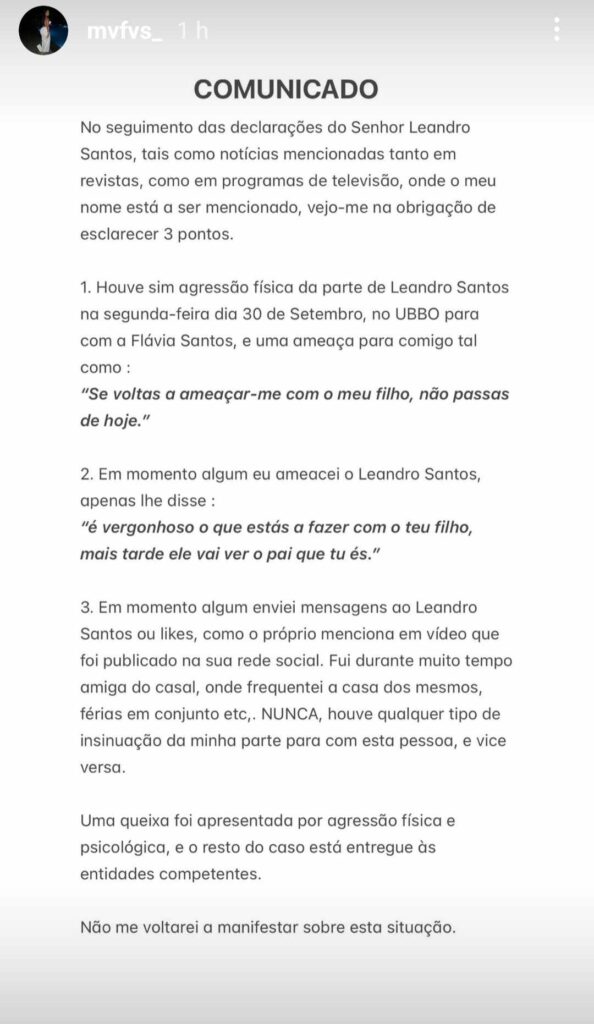 Mais um comunicado sobre o caso Leandro!