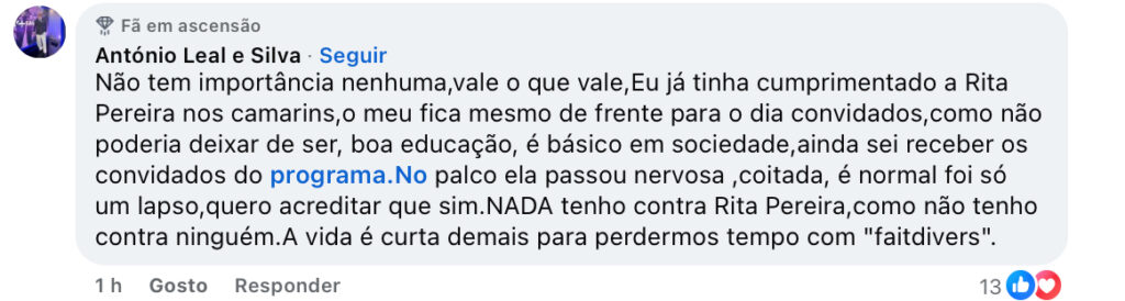 Ignorado? António Leal e Silva reage à polémica com Rita Pereira