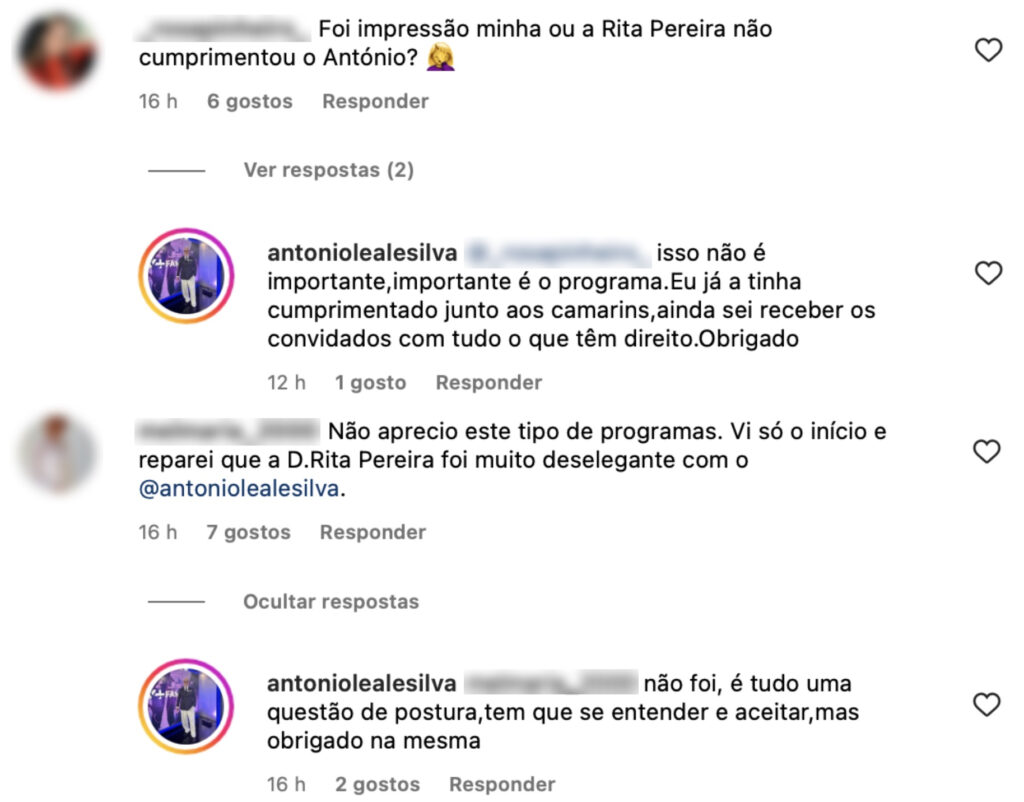 Ignorado? António Leal e Silva reage à polémica com Rita Pereira