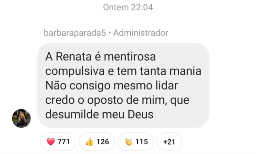 Bárbara Parada 'rasga' Renata Reis da Casa dos Segredos