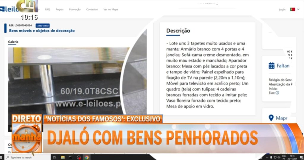 Yannick Djaló: bens penhorados estão em leilão