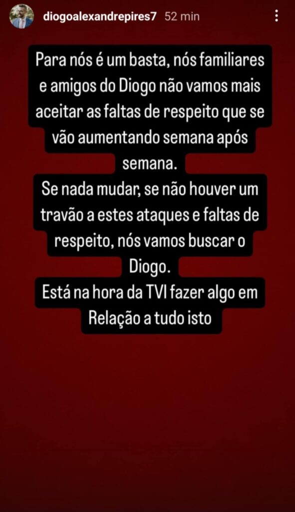 Basta! Família e amigos de Diogo Alexandre dão murro na mesa e lançam ultimato à TVI