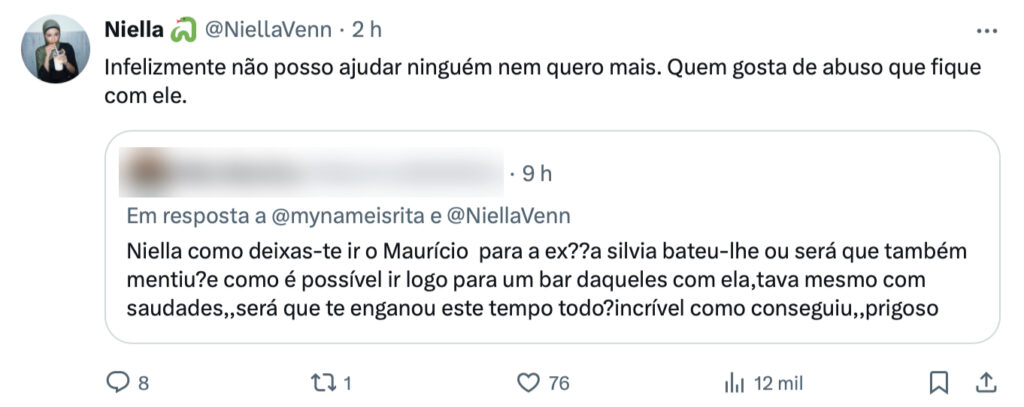 David Maurício reconciliou-se com a mãe da filha? "Quem gosta de abuso que fique com ele", atira Daniela Ventura