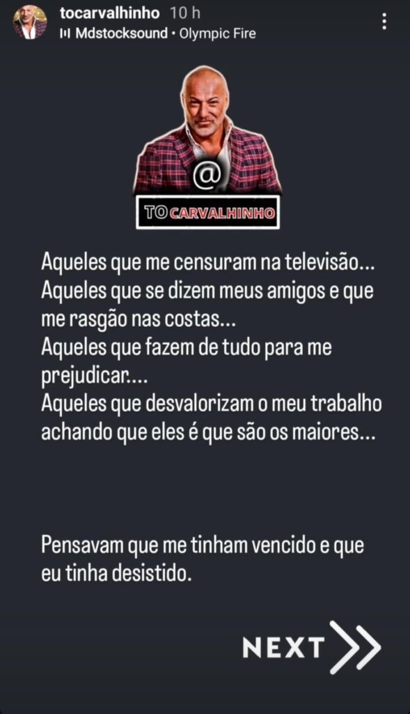 Está de volta! Tó Carvalhinho quebra o silêncio