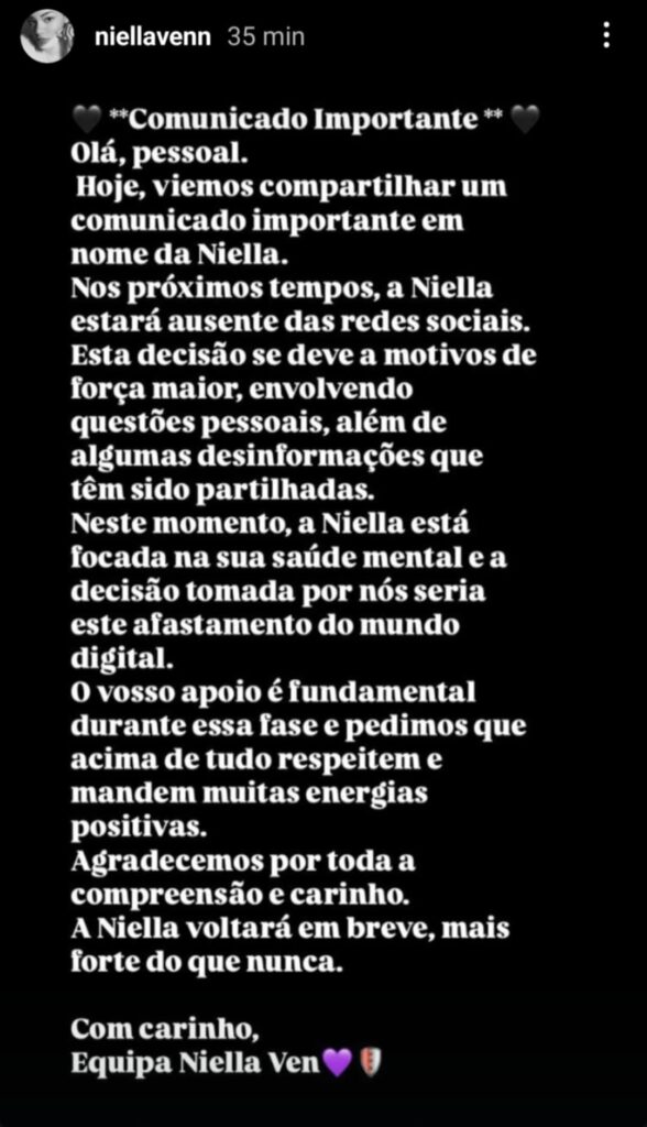 "Comunicado importante": Daniela Ventura toma decisão