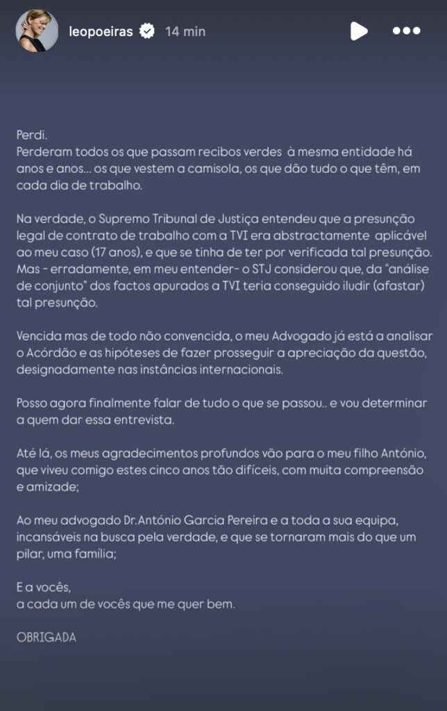 Leonor Poeiras volta a perder processo contra a TVI