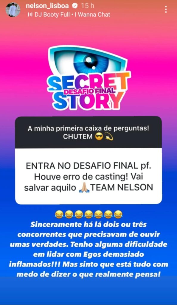Nelson Lisboa quer entrar no Desafio Final? "Há lá dois ou três concorrentes que precisavam de ouvir umas verdades"
