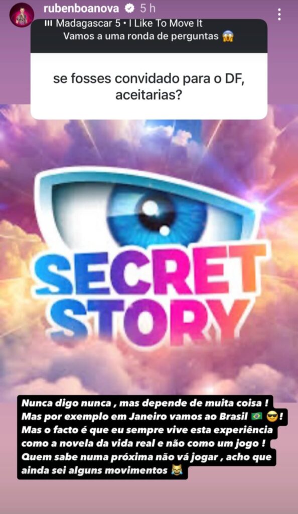 Rúben Boa Nova sobre o elenco do "Secret Story - Desafio Final": "nada de especial"