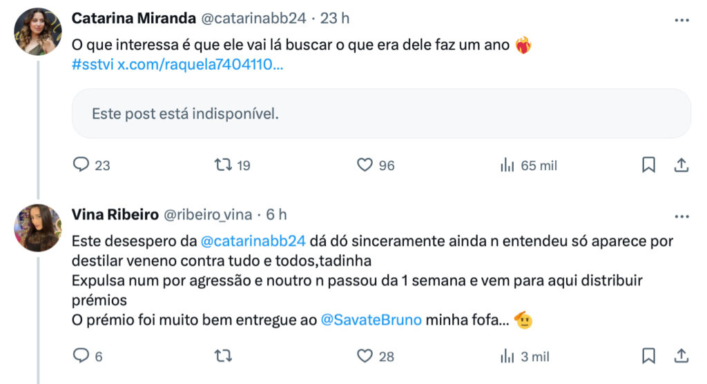 Catarina Miranda e Vina Ribeiro em troca de ataques!