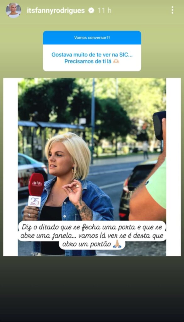 Fanny Rodrigues 'pisca o olho' à SIC? "Vamos lá ver..."