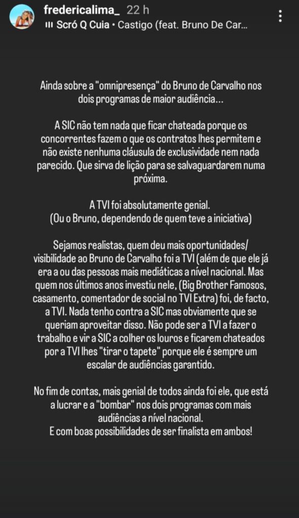 Frederica Lima defende Bruno de Carvalho: "A SIC não tem nada que ficar chateada..."