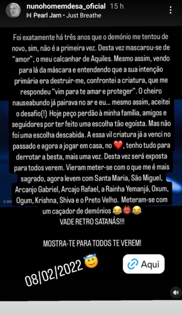 Nuno Homem de Sá: "Foi exatamente há três anos que o demónio me tentou de novo"