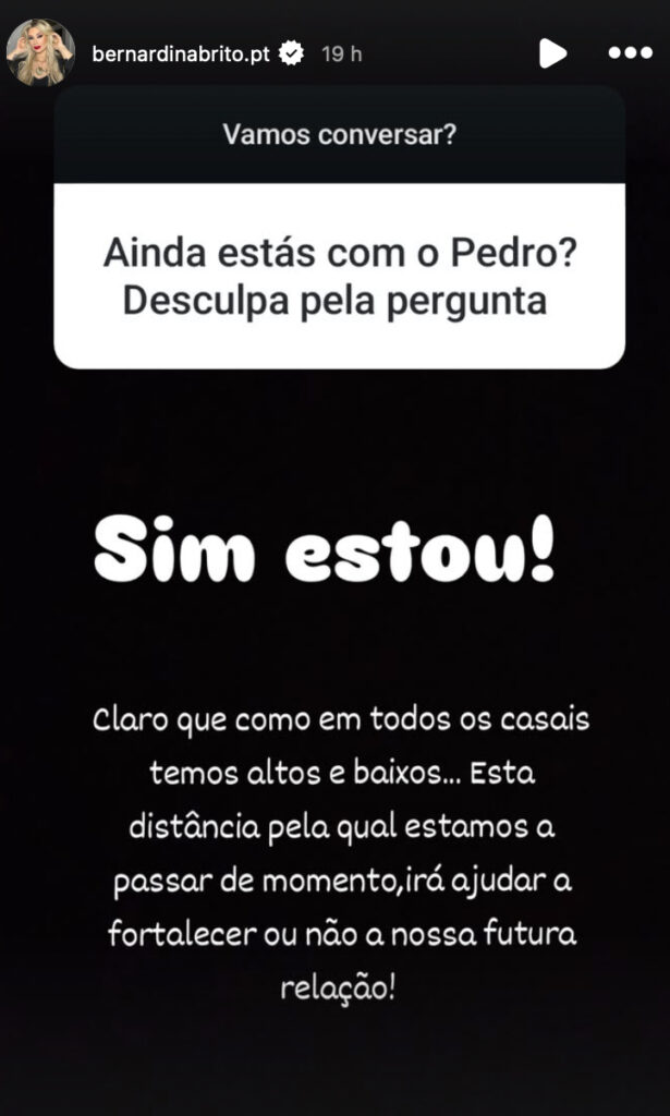 Bernardina Brito assume nova crise na sua relação com Pedro Almeida