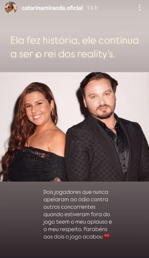 Catarina Miranda sobre Inês Morais e Miguel Vicente: "Ela fez história, ele continua a ser o rei dos reality shows"